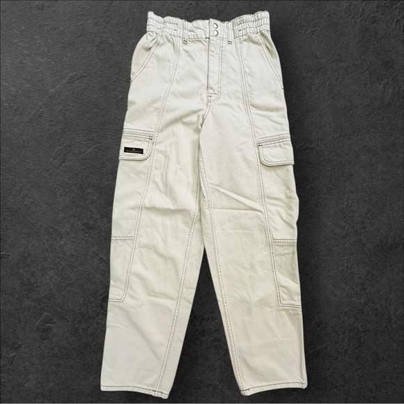 Urban‎ Outfitters BDG Relaxed Skate Cargo Jean 27 Off White Ivory Baggy Utility - Picture 2 of 12